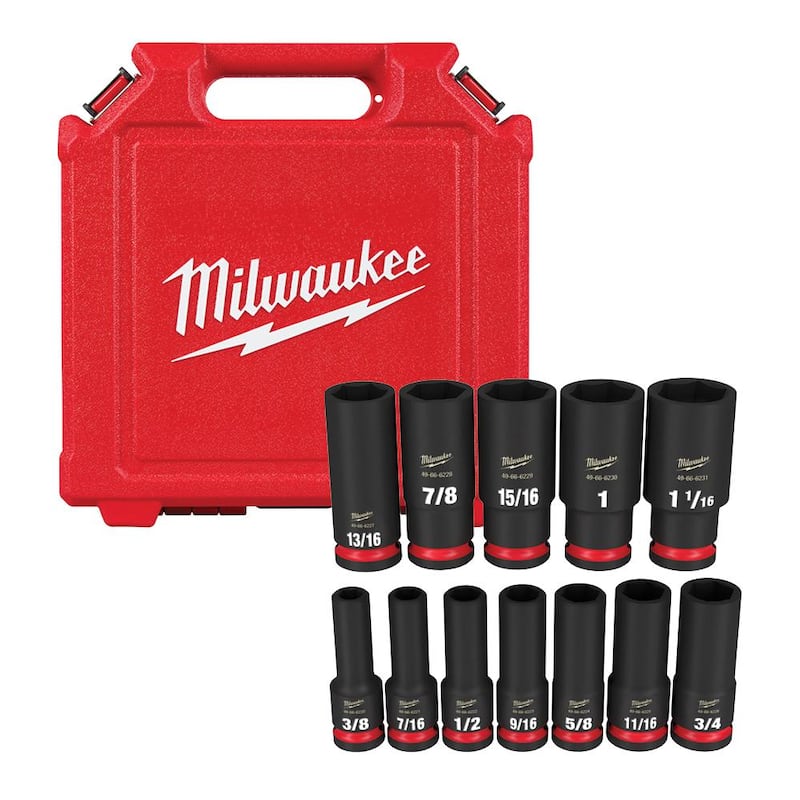 Juego de enchufes de impacto profundos Milwaukee SHOCKWAVE de 1/2 pulg. (12 piezas) - 49-66-7011