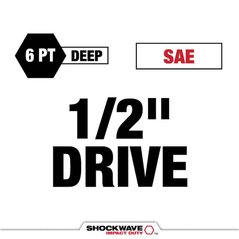 Juego de enchufes de impacto profundos Milwaukee SHOCKWAVE de 1/2 pulg. (12 piezas) - 49-66-7011