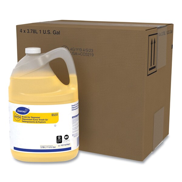 Diversey Suma Break-Up Desengrasante D3.51, Aroma Característico, Botella de 1 galón, 4PK - 101107963