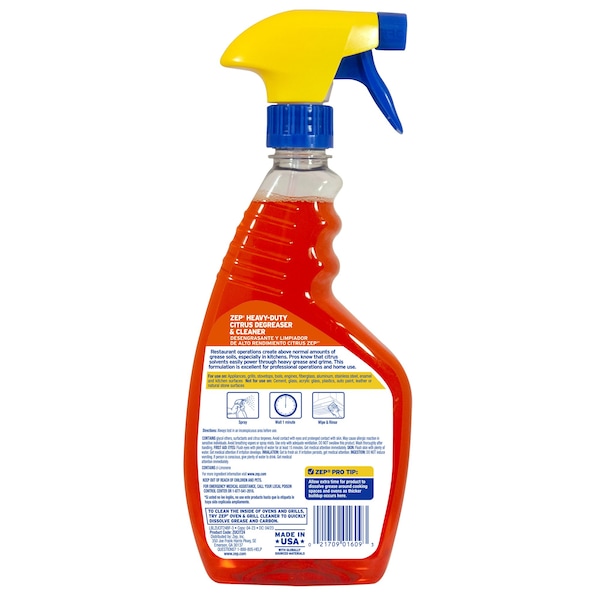 Zep Desengrasante y Limpiador de Cítricos de Alta Resistencia, 24 oz, 12 unidades - ZUCIT24