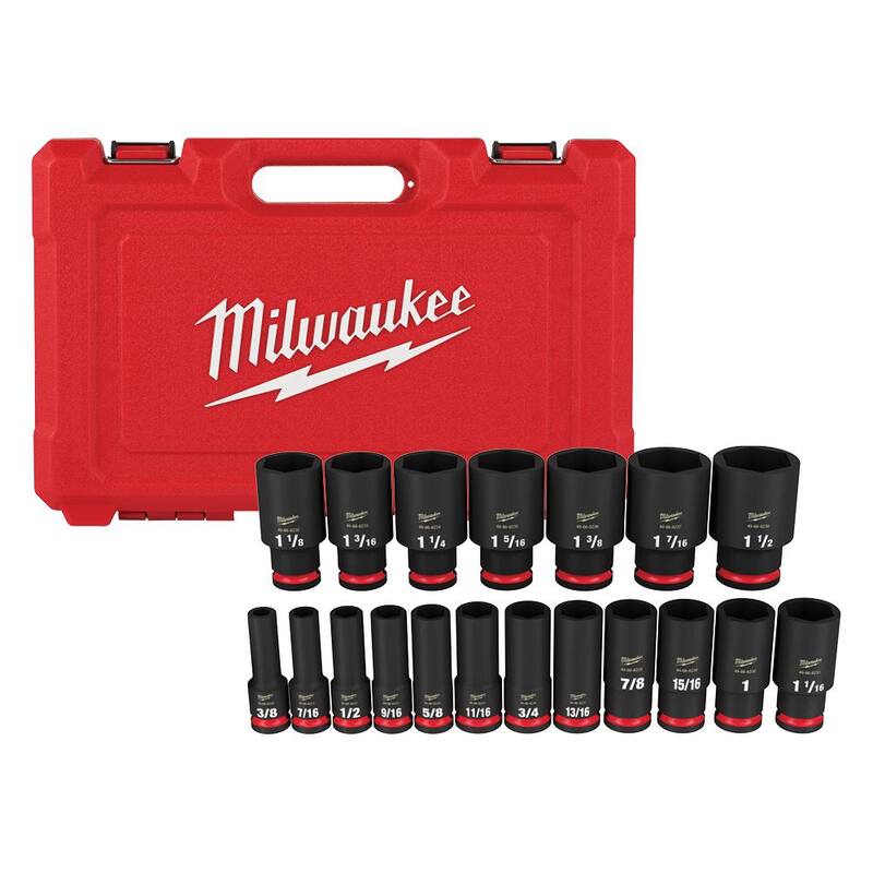 Juego de dados de impacto Milwaukee SHOCKWAVE de 1/2 pulgadas de accionamiento SAE de 6 puntos (19 piezas) - 49-66-7012