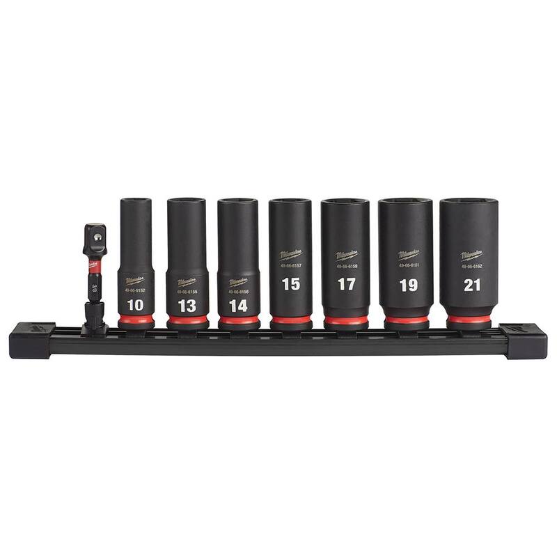 Juego de dados métricos profundos Milwaukee SHOCKWAVE Impact Duty de 3/8 pulgadas (8 piezas) - 49-66-7021