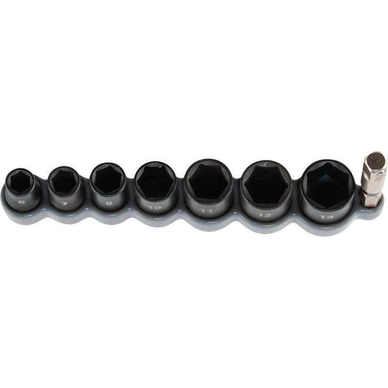 Juego de vasos de impacto métricos de 1/4 de pulgada y 6 puntos ImpactXPS de Makita con adaptador de vaso estándar (8 piezas) - E-01694