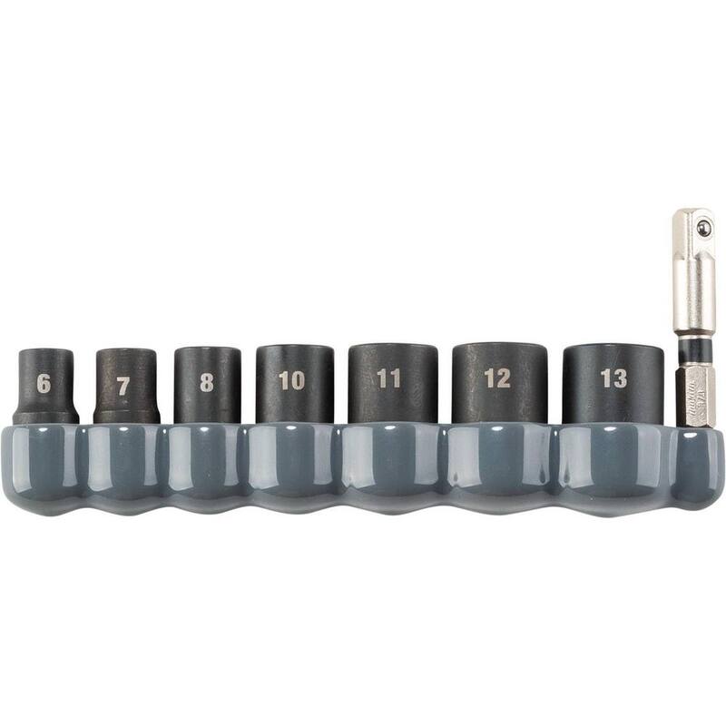 Juego de vasos de impacto métricos de 1/4 de pulgada y 6 puntos ImpactXPS de Makita con adaptador de vaso estándar (8 piezas) - E-01694