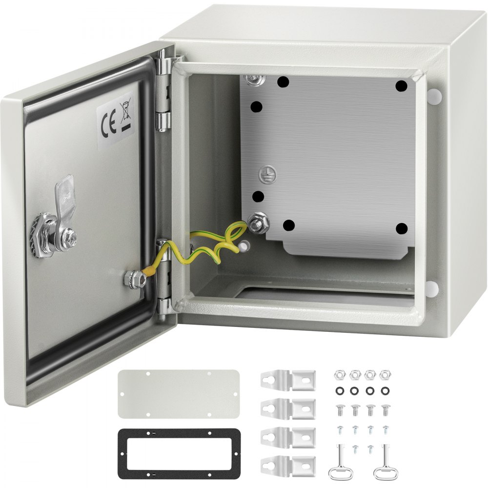 VEVOR NEMA Steel Enclosure, 8 x 8 x 6'' NEMA 4X Steel Electrical Box, IP66 Waterproof & Dustproof, Outdoor / Indoor Electrical Junction Box - DQXJSTCFS20X20X15V0
