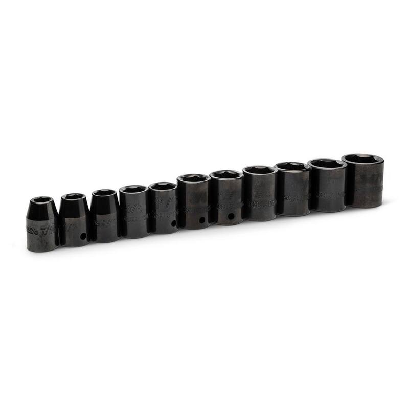 Juego de 11 piezas de casquillos de impacto SAE estándar de 6 puntos de 1/2 pulgada de Husky - H2DIMSS11PC.