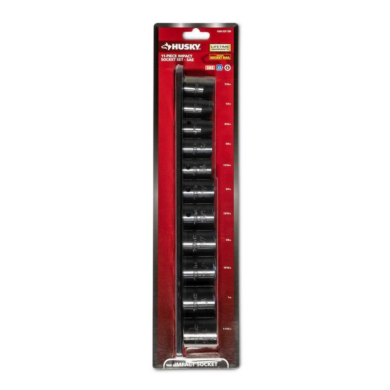 Juego de 11 piezas de casquillos de impacto SAE estándar de 6 puntos de 1/2 pulgada de Husky - H2DIMSS11PC.