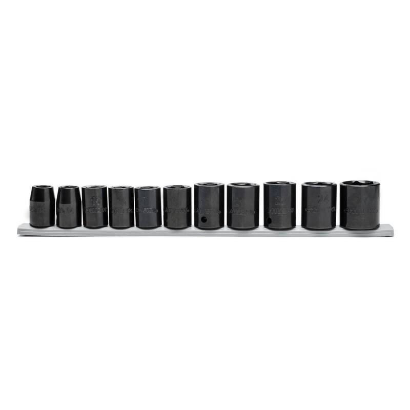 Juego de 11 sockets de impacto estándar métricos de 6 puntos con 1/2 pulg. de tamaño - H2DIMSM11PC