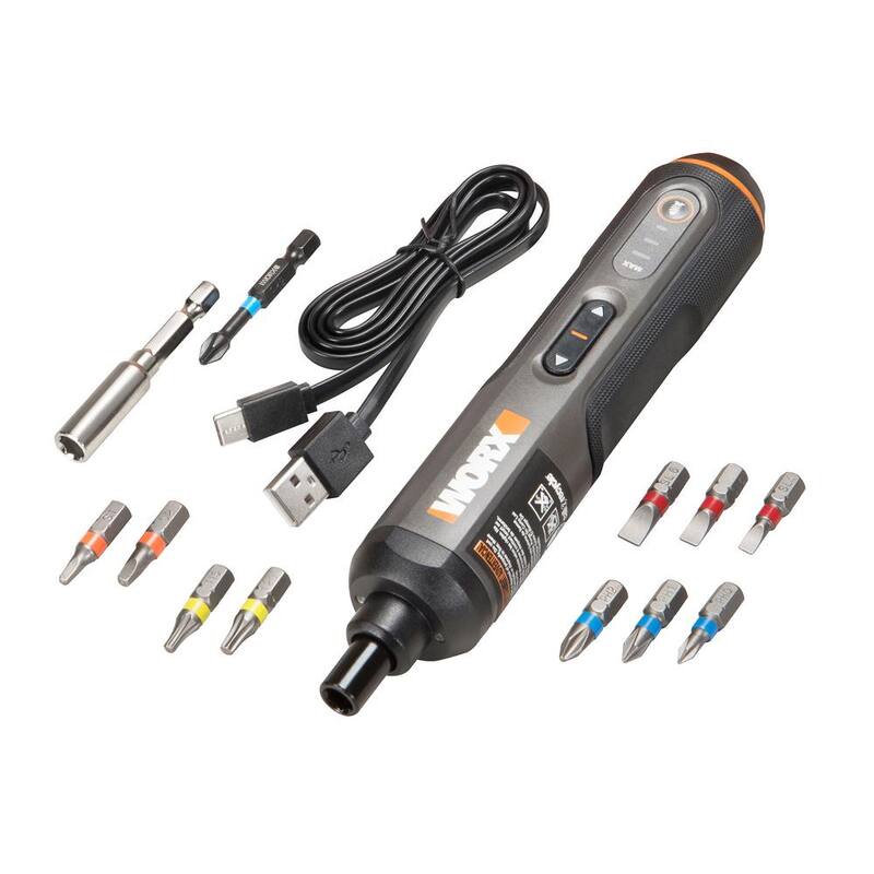 Juego de destornillador inalámbrico recargable Worx 4-Volt Max de ion de litio con cargador, estuche rígido y luces LED - WX240L