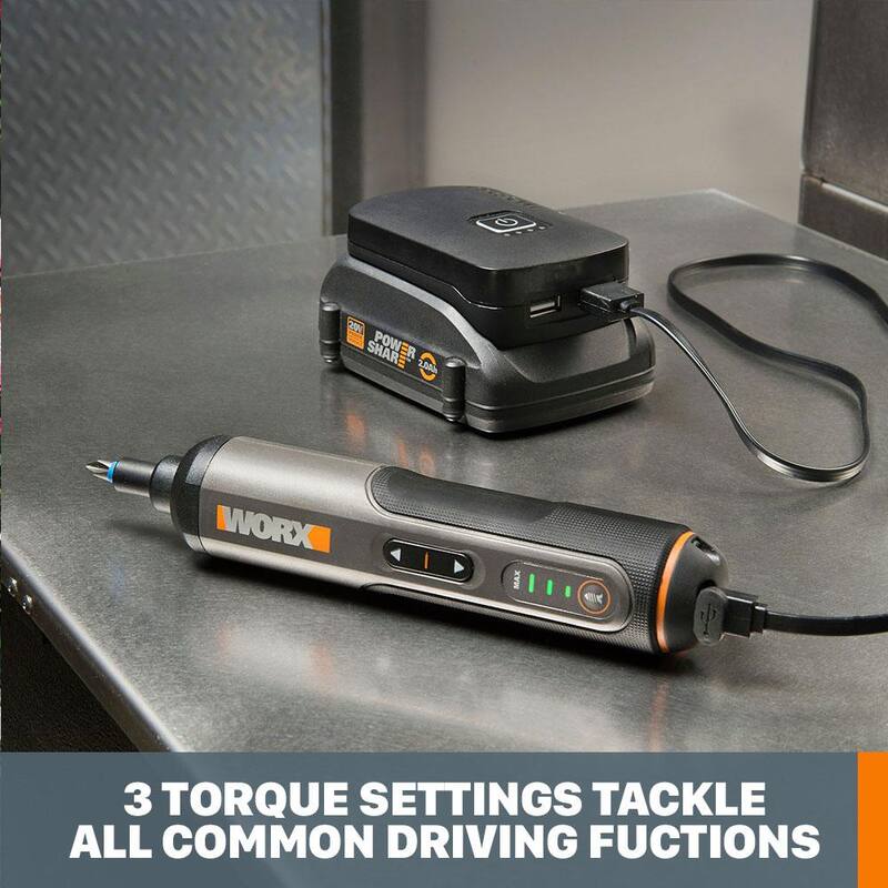 Juego de destornillador inalámbrico recargable Worx 4-Volt Max de ion de litio con cargador, estuche rígido y luces LED - WX240L