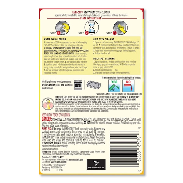 Desengrasante y Limpiador para Horno Resistente Easy-Off, Lata de Aerosol de 14.5 oz, Espuma, 12 unidades - 62338-87979
