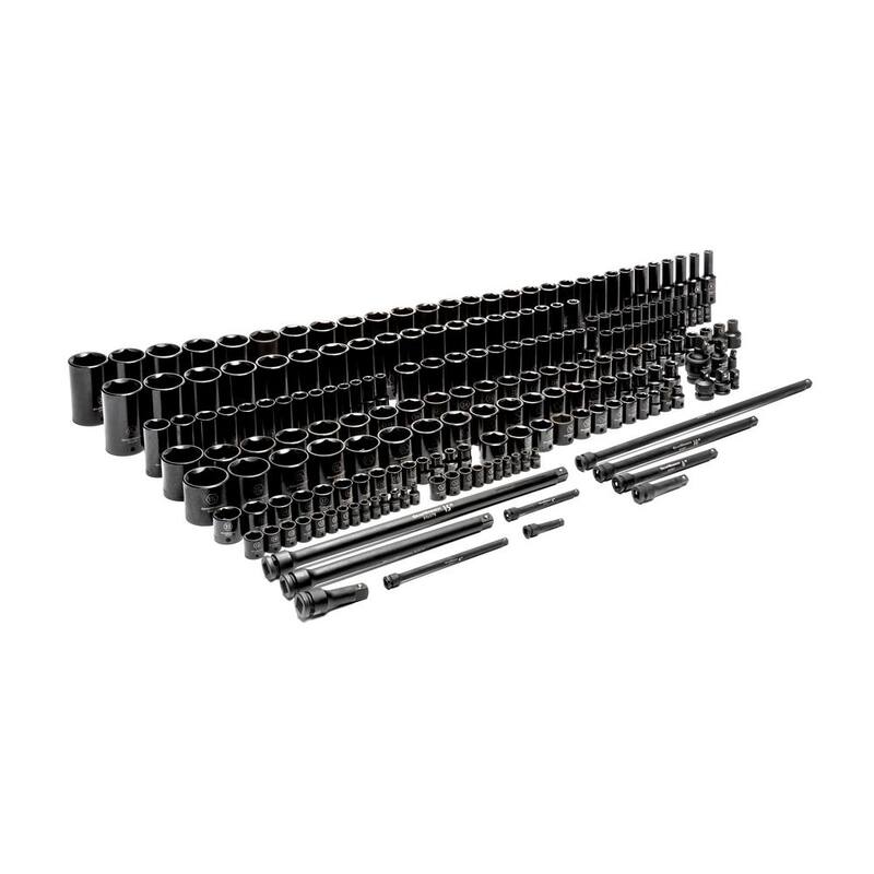 Set de Llaves de Impacto Maestras Estándar y Profundas SAE/Métricas de 6 Puntas GEARWRENCH de 1/4 pulg. x 3/8 pulg. y 1/2 pulg. Drive (209 Piezas) - 89072