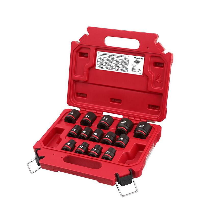 Set de 14 piezas de casquillos de impacto de 6 puntos métricos de 1/2 pulgada de la serie SHOCKWAVE de Milwaukee - 49-66-7013