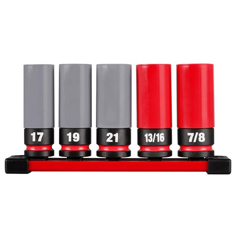 Juego de 5 piezas de puntas de impacto de nuez para ruedas de 1/2 pulgada SAE y métricas de Milwaukee SHOCKWAVE - 49-66-7831