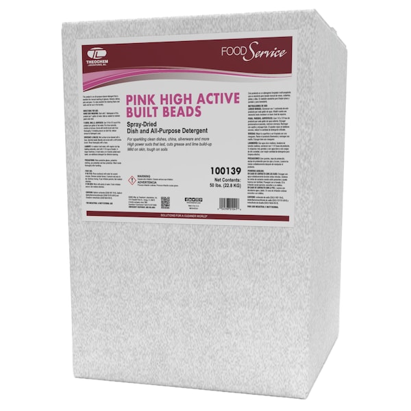 Detergente en polvo para rociar manual Theochem, caja de 50 lb, cítrico, rosa - 100139-99990-7X