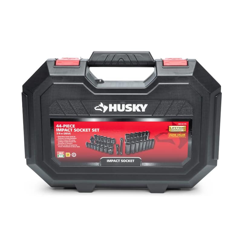Juego de 44 piezas de dados de impacto de 6 puntos SAE/Métrico de 3/8 pulgadas para la unidad Husky - H3D44PCIMPSAS