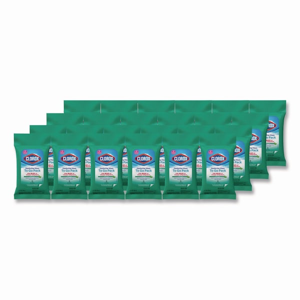 Paquete de pañitos desinfectantes Clorox, tamaño para llevar, 1 capa, 6.53 x 2.79, aroma fresco, blanco, 9 pañitos, 24 paquetes - 60133