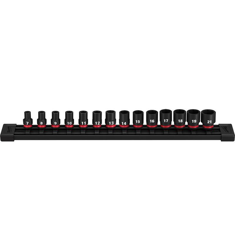 Juego de vasos de impacto Milwaukee SHOCKWAVE de 3/8 pulgadas con unidad métrica de 6 puntos (14 piezas) - 49-66-7007