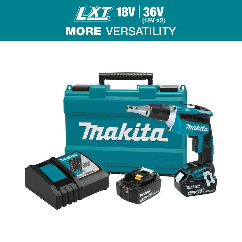 Juego de destornillador inalámbrico para paneles de yeso Makita 18V 5.0Ah LXT de iones de litio sin escobillas - XSF03T