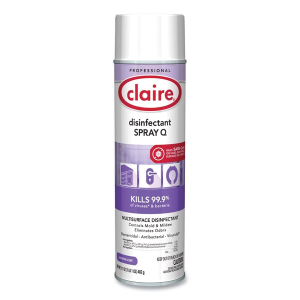 Desinfectante en Aerosol Claire Spray Q. Aroma a Lavanda, 17 oz, Paquete de 12 - CL1003