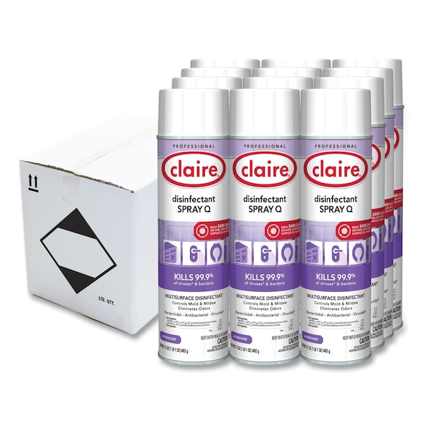 Desinfectante en Aerosol Claire Spray Q. Aroma a Lavanda, 17 oz, Paquete de 12 - CL1003