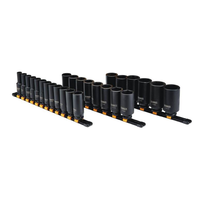 Juego de 26 piezas de vasos de impacto profundo métricos de 1/2 pulgada DEWALT - DWMT19242.