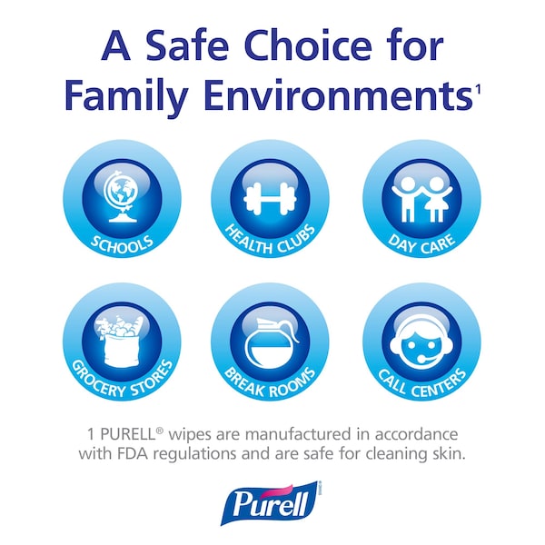 Toallitas desinfectantes Purell, envase, blanco, 270 unidades - GOJ911306