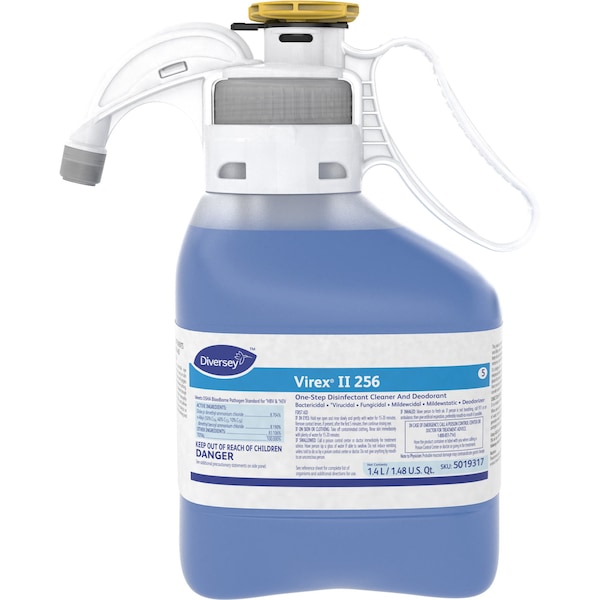 Diversey Virex II 1-Step Limpiador Desinfectante, 47.3 fl oz (1.5 quart) con aroma a menta, azul - DVO5019317