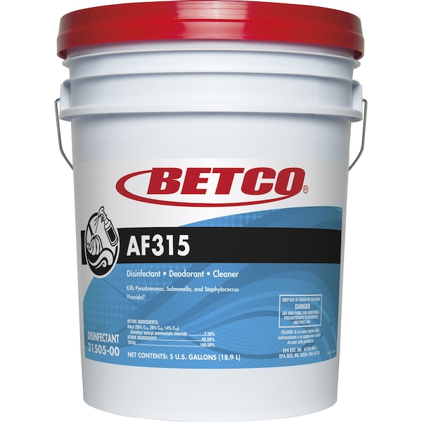 Limpiador desinfectante Betco AF315, 640 fl oz (20 cuartos) Floral de cítricos, Turquesa (o Azul Turquesa) - BET3150500