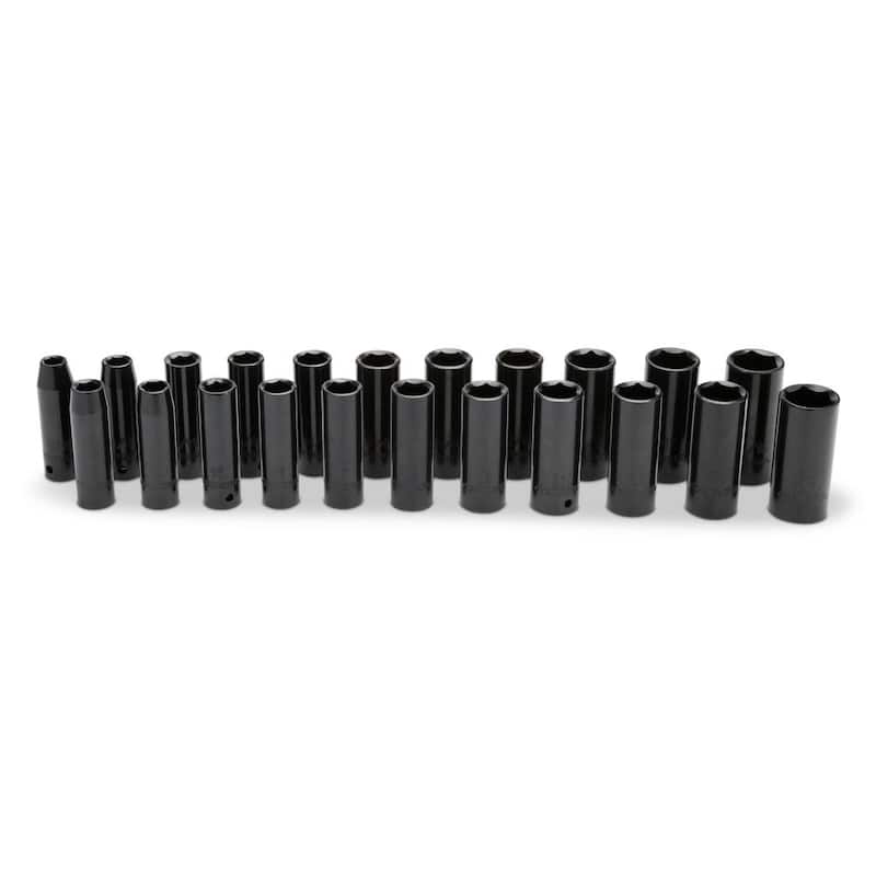 Juego de dados de impacto de 6 puntos SAE/Métrico de 1/2 pulgadas Husky con dos estuches de almacenamiento (22 piezas) - H2DDIMP22PCSMCB