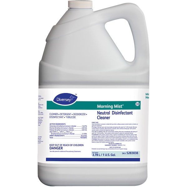 Diversey Morning Mist Neutral Disinfectant, 128 fl oz (4 cuartos) Neutro, Azul/Verde, 4 PK - DVO5283038