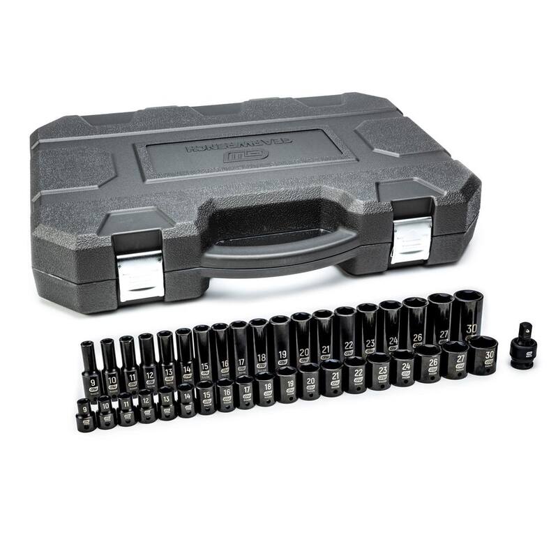 Set de dados de impacto métricos estándar y profundos de 1/2 pulgadas de 6 puntos GEARWRENCH (39 piezas) - 84948N
