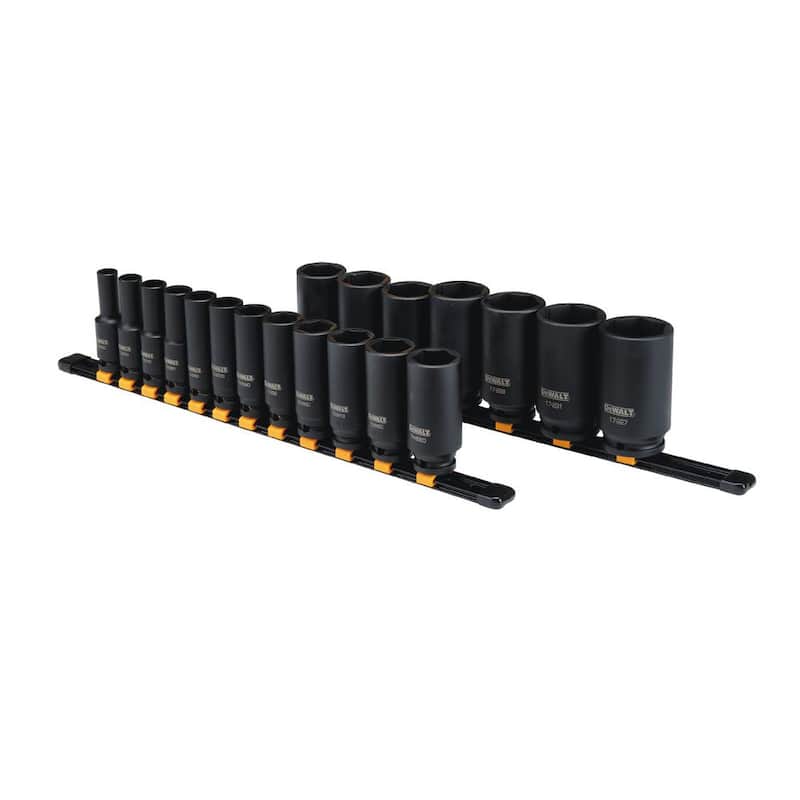 Juego de 19 piezas de dados de impacto profundos SAE con unidad de 1/2 pulgadas DEWALT - DWMT19239