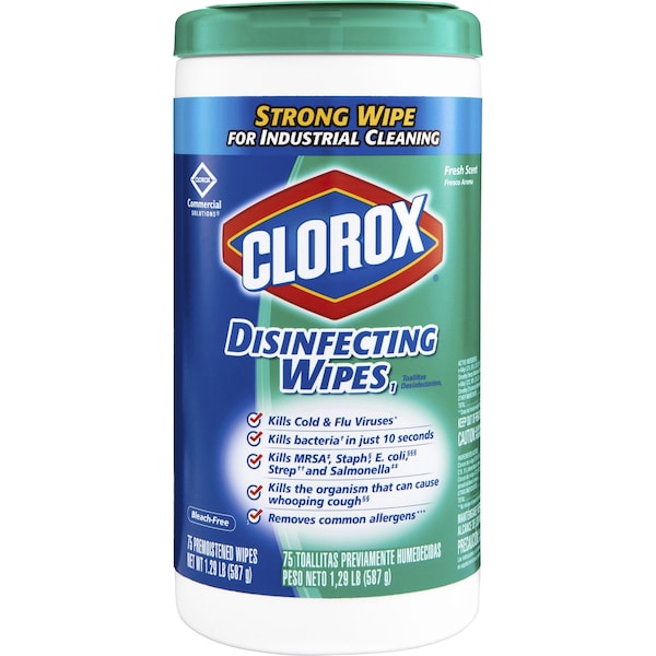 Clorox Toallitas Desinfectantes, Envase, Fresco, Verde, 75 PK - CLO15949CT