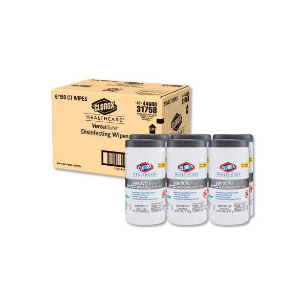 Paños desinfectantes Clorox Clorox® Healthcare® Versasure, 1 capa,  blanco, 150/can, 6 can/ct - 31758