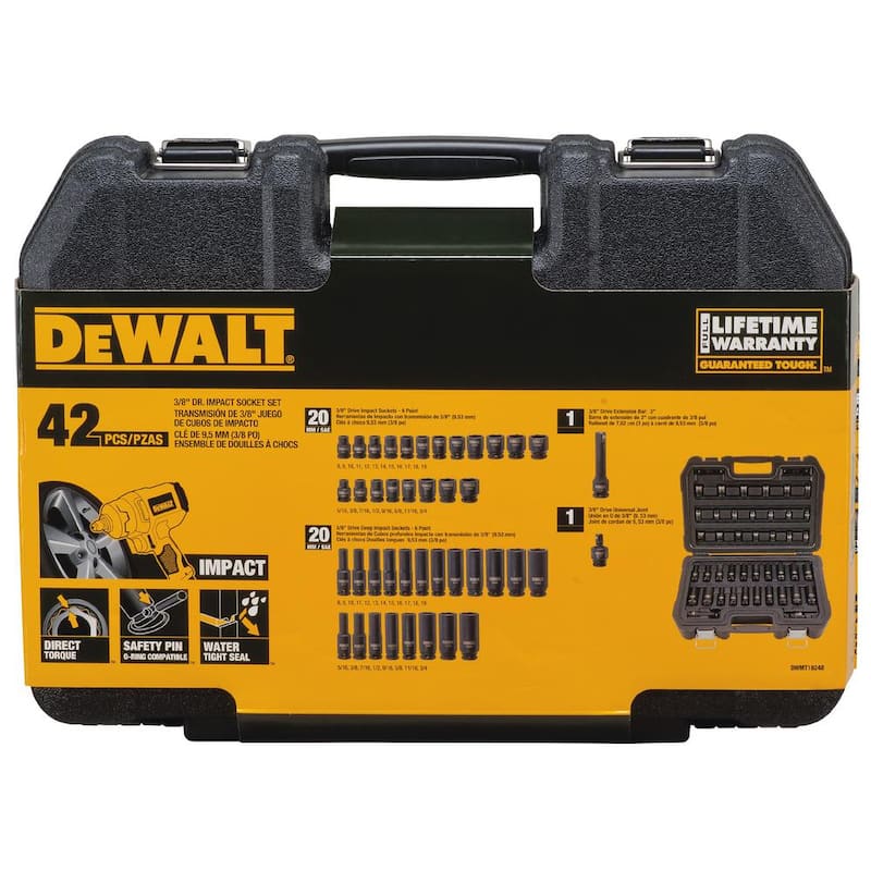 Juego de llaves de vaso de impacto DEWALT de 3/8 pulgadas (42 piezas) - DWMT19248