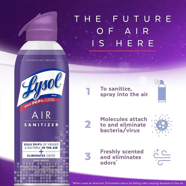 Lysol Desinfectante de Aire con aroma a Brisa Ligera 10 oz 1 paq - 1920099394