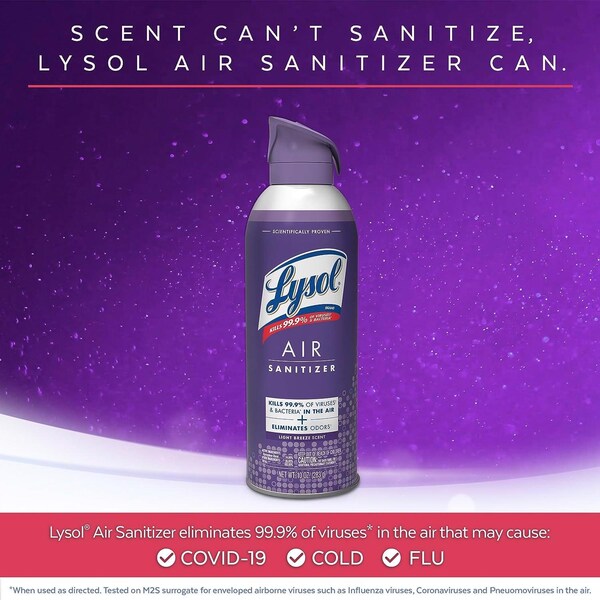 Lysol Desinfectante de Aire con aroma a Brisa Ligera 10 oz 1 paq - 1920099394