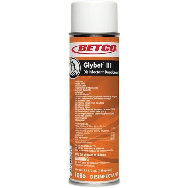 Desinfectante Betco Glybet III, 496 fl oz (15.5 cuartos) Bouquet de Cítricos, Transparente, 12 PK - BET10862300