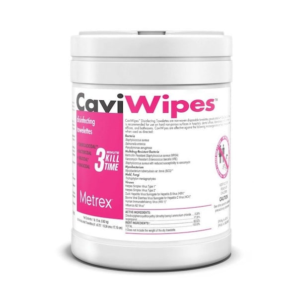 Caviwipes Metrex Toallitas Desinfectantes de Superficie a Base de Alcohol, 6 X 6.75 pulgadas, 160/Envase - 13-1100