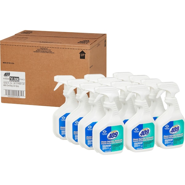 Clorox Fórmula 409 Limpiador Desengrasante Desinfectante, 32 oz líquidos (1 cuarto) Transparente, 12 unidades - CLO35306CT