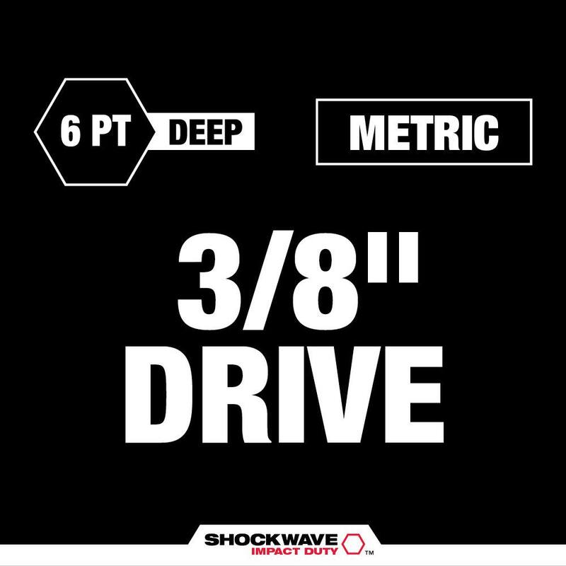 Set de 19 piezas de dados de impacto profundo Métrico Milwaukee SHOCKWAVE de 3/8 pulgadas de Drive - 49-66-6816