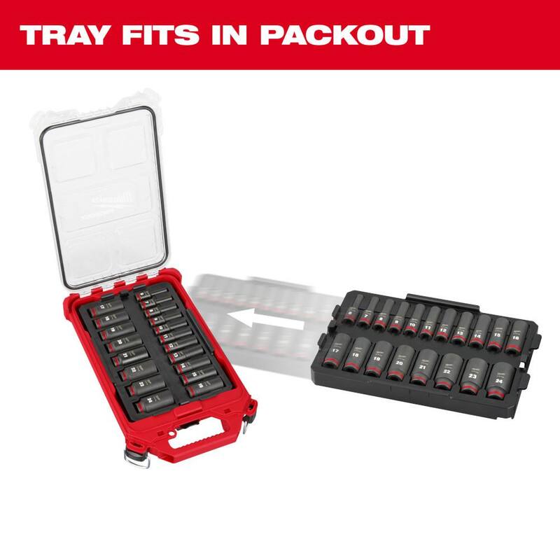 Set de 19 piezas de dados de impacto profundo Métrico Milwaukee SHOCKWAVE de 3/8 pulgadas de Drive - 49-66-6816