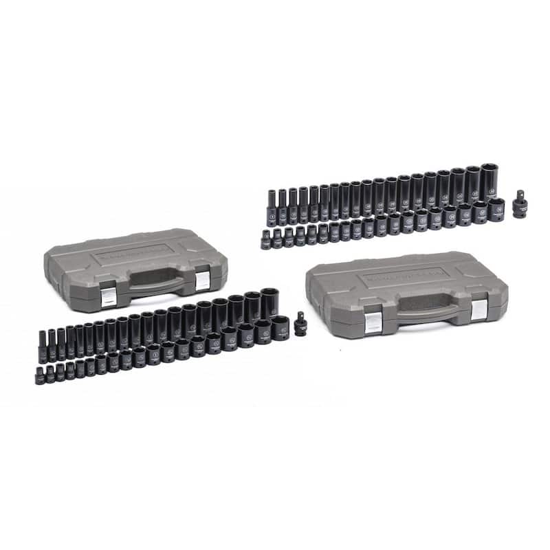 Juego de llaves de impacto estándar y profundo de 78 piezas GEARWRENCH de 1/2 pulgadas con medida en sistema SAE/Métrico de 6 puntos - 849478NC