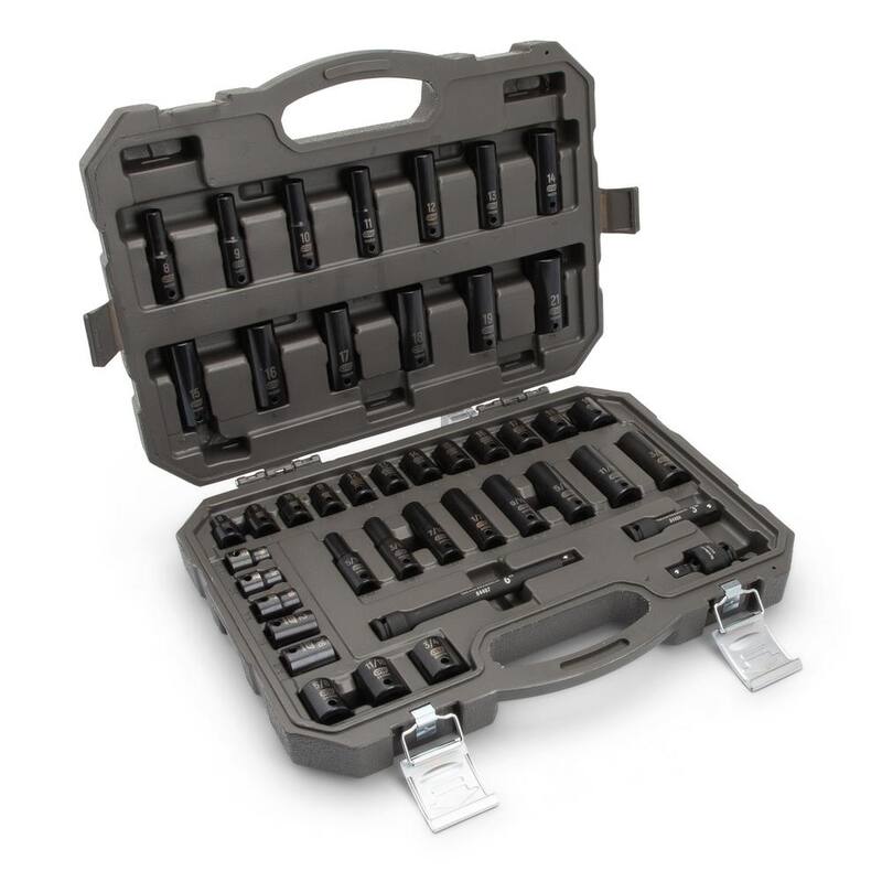 Juego de llaves de impacto estándar y profundo de 3/8 pulgadas de 6 puntos SAE/métrico GEARWRENCH (44 piezas) - 84916N