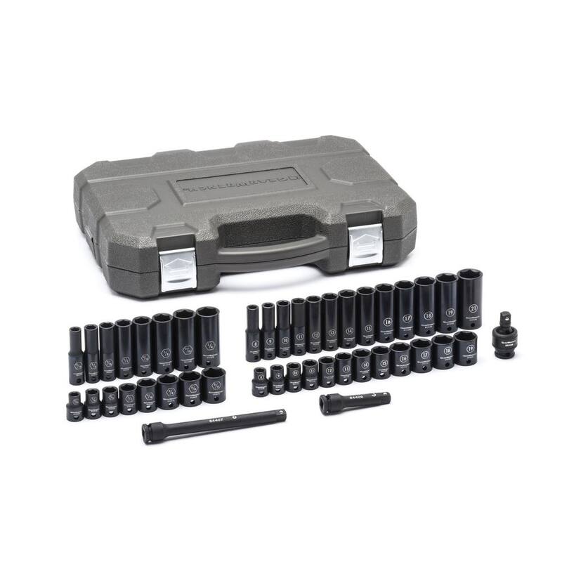 Juego de llaves de impacto estándar y profundo de 3/8 pulgadas de 6 puntos SAE/métrico GEARWRENCH (44 piezas) - 84916N