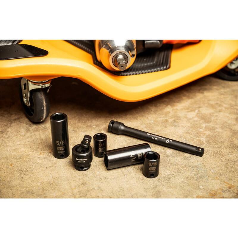 Juego de llaves de impacto estándar y profundo de 3/8 pulgadas de 6 puntos SAE/métrico GEARWRENCH (44 piezas) - 84916N