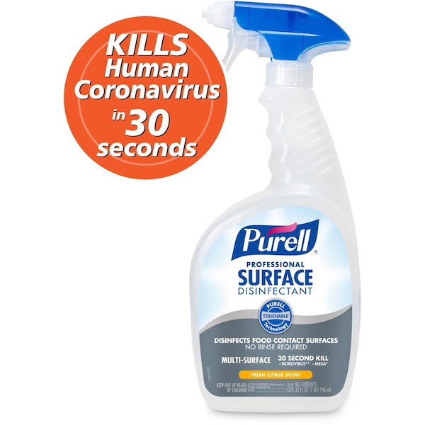 Purell Desinfectante de Superficies, Botella de Spray, Tamaño de Contenedor de 32 oz, Listo para Usar, Líquido, 6 PK - 3342-06