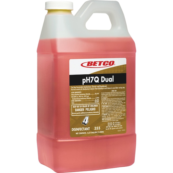 Desinfectante Betco Quat-Stat 5 - FASTDRAW 44, 67.6 fl oz (2.1 quart) Aroma a Limón Agradable, Amarillo, 4 PK - BET3554700