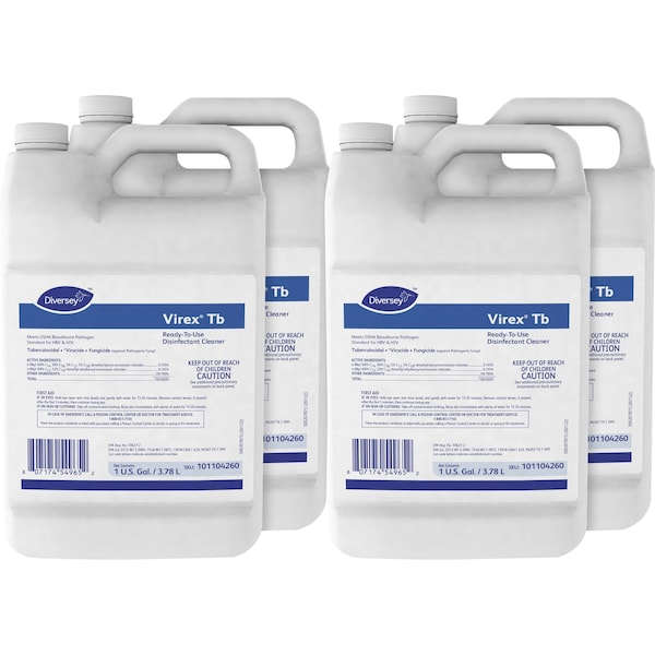Desinfectante Virex II 256 a base de cuaternario, listo para usar, 128 fl oz (4 quart) Limón, Transparente, 4 PK - DVO101104260